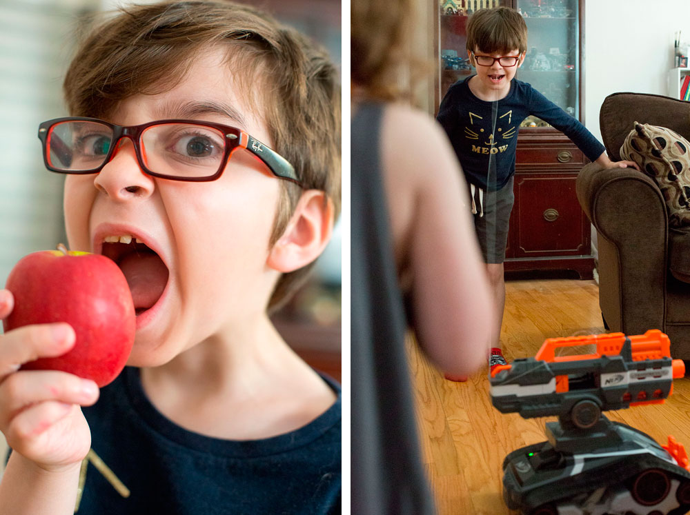 Boom tries to lose his tooth biting in to an apple and tying floss to a Nerf Terrascout